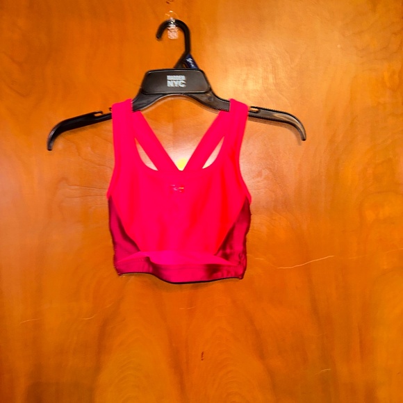 Hot Pink Crisscross Back Sports Bra / Athletic Crop Top - Picture 1 of 2